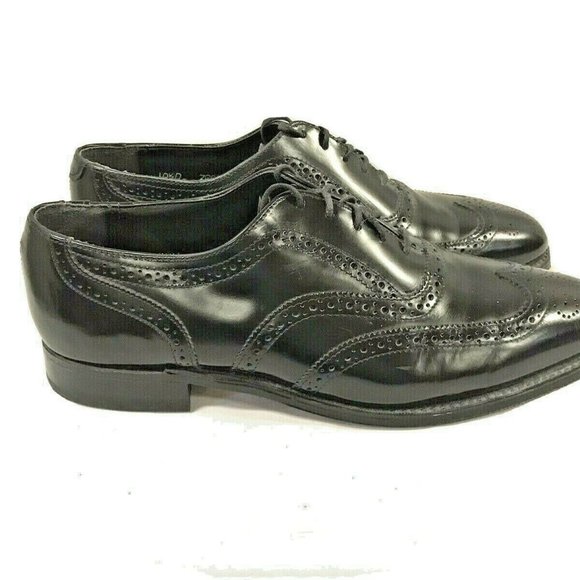Mens Black Wing Tip Leather Oxford Dress Shoes main image 8